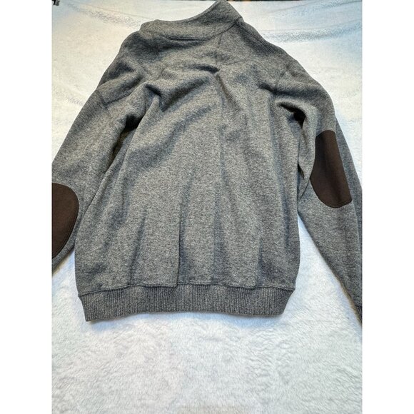 Daniel Cremieux Mens Large Pullover  Sweater Light Grey w/ Leather Elbow Patches - Picture 9 of 12